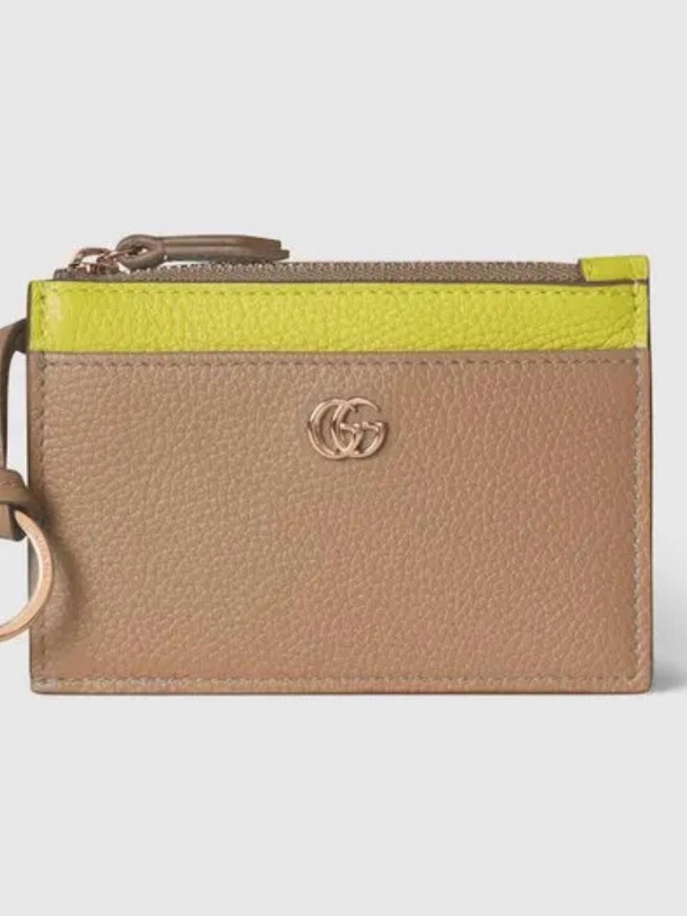 Gucci Marmont colorful collection Tan and Lime Leather Card Holder BNNB